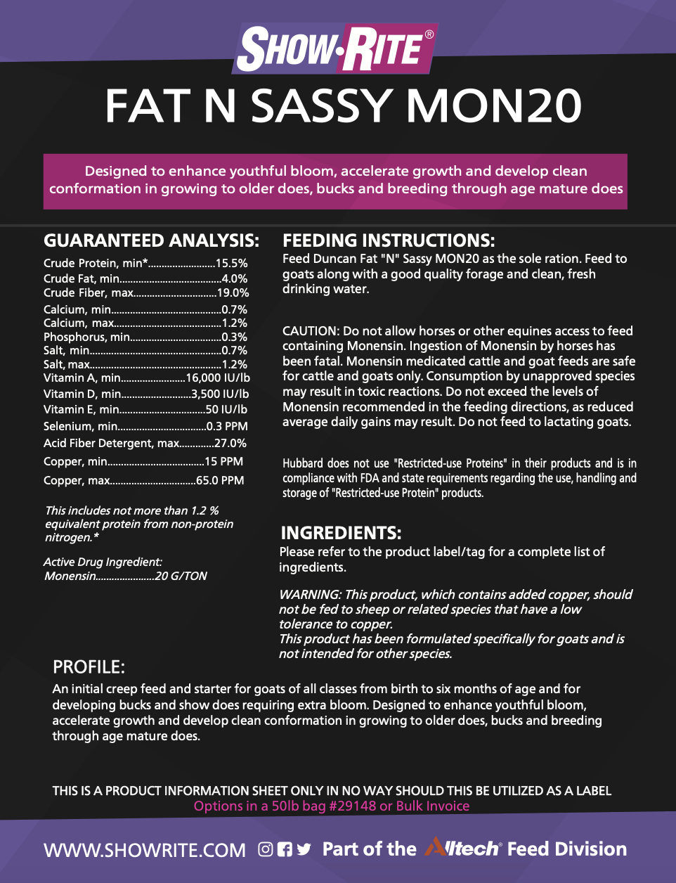 SR Fat & Sassy Mon20 Pellet